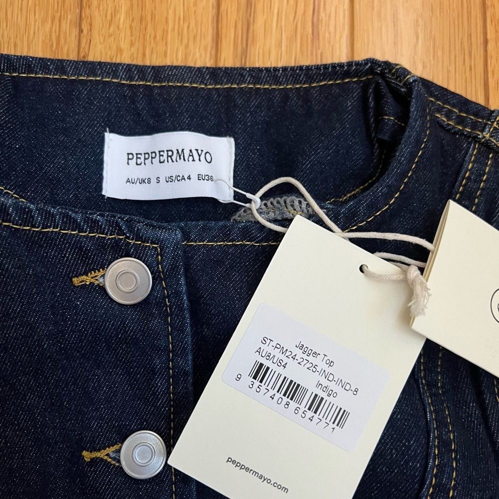 Peppermayo Dark Blue Denim Button-Down Top - Picture 2 of 6